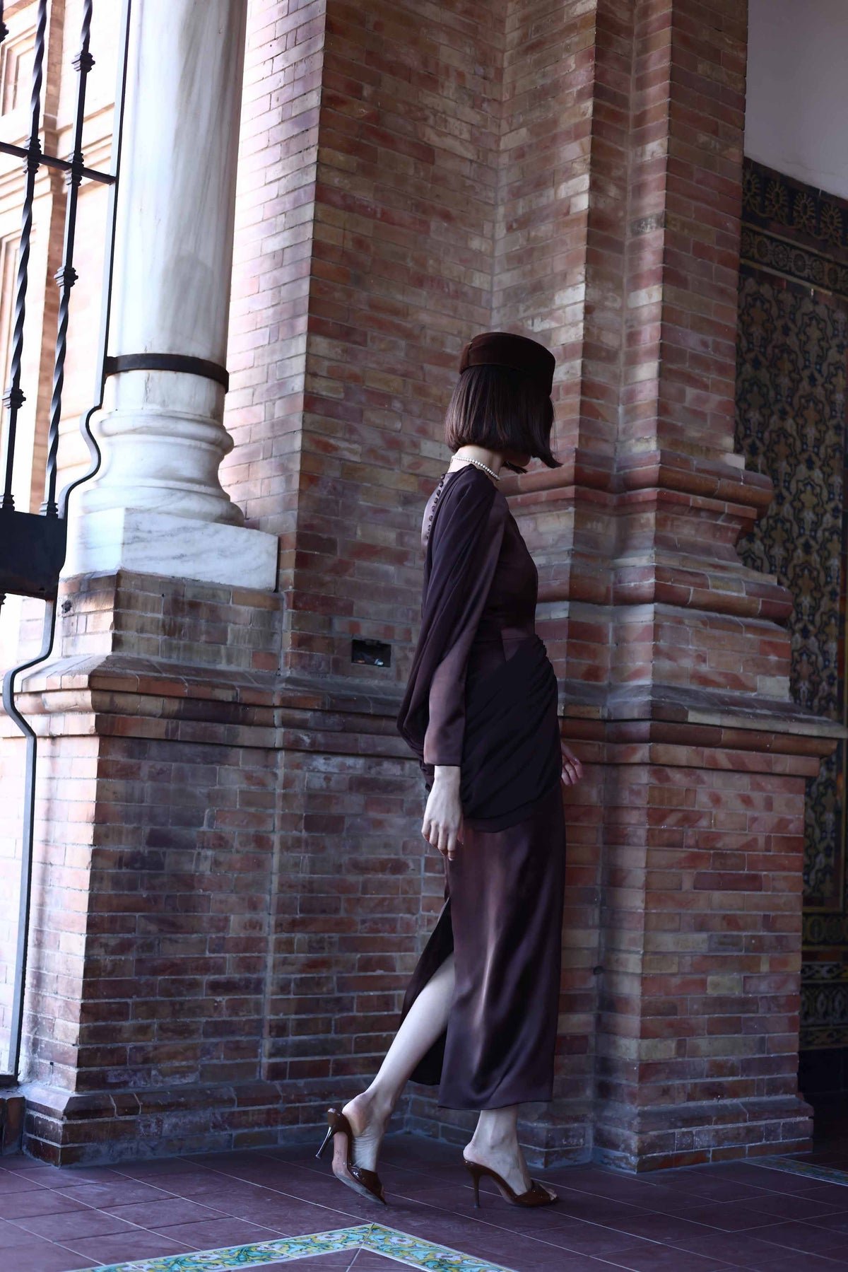 ASYMMETRIC BROWN DRESS
